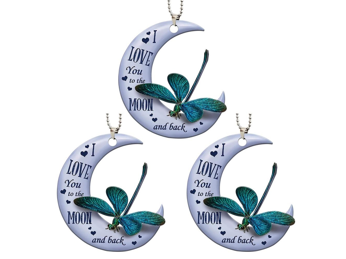 Adornos navideños de ranas y luna para coche, 3 piezas.