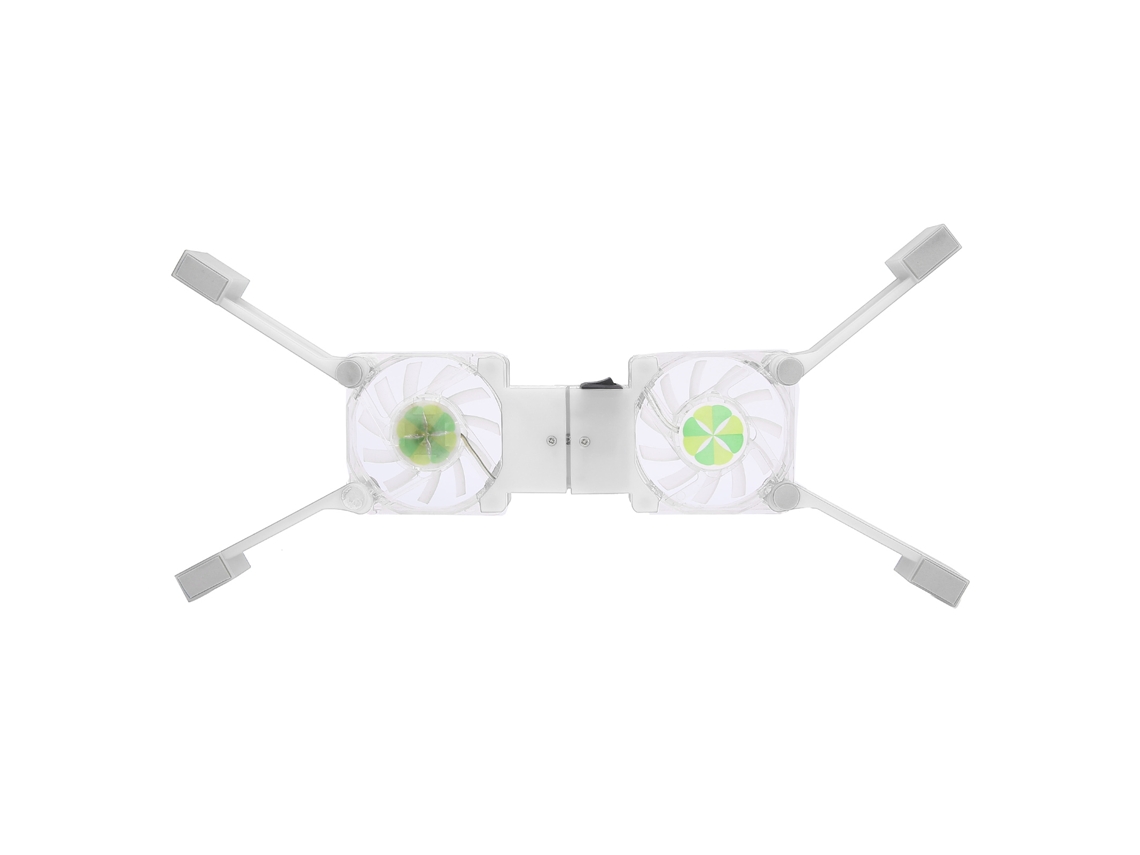 Drs03 Base De Refrigeración Plegable Para Portátiles Con Dos Ventiladores Y Luz Led Azul, Soporte De Refrigeración Para Portátiles Blanco