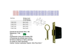 Cerradura mueble embutir mod 190 35 mm con llave zamac a35 oro