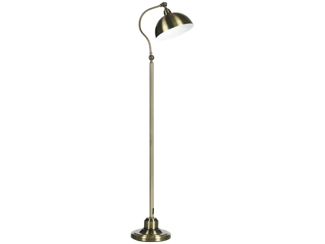 Lámpara De Pie Retro Con Cúpula De Latón Ajustable Y Casquillo E27.