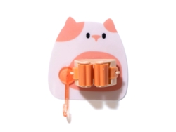 Bonito soporte de pared sin costuras con diseño de dibujos animados para fregonas, sin necesidad de taladrar, con abrazadera, para almacenamiento, color naranja.