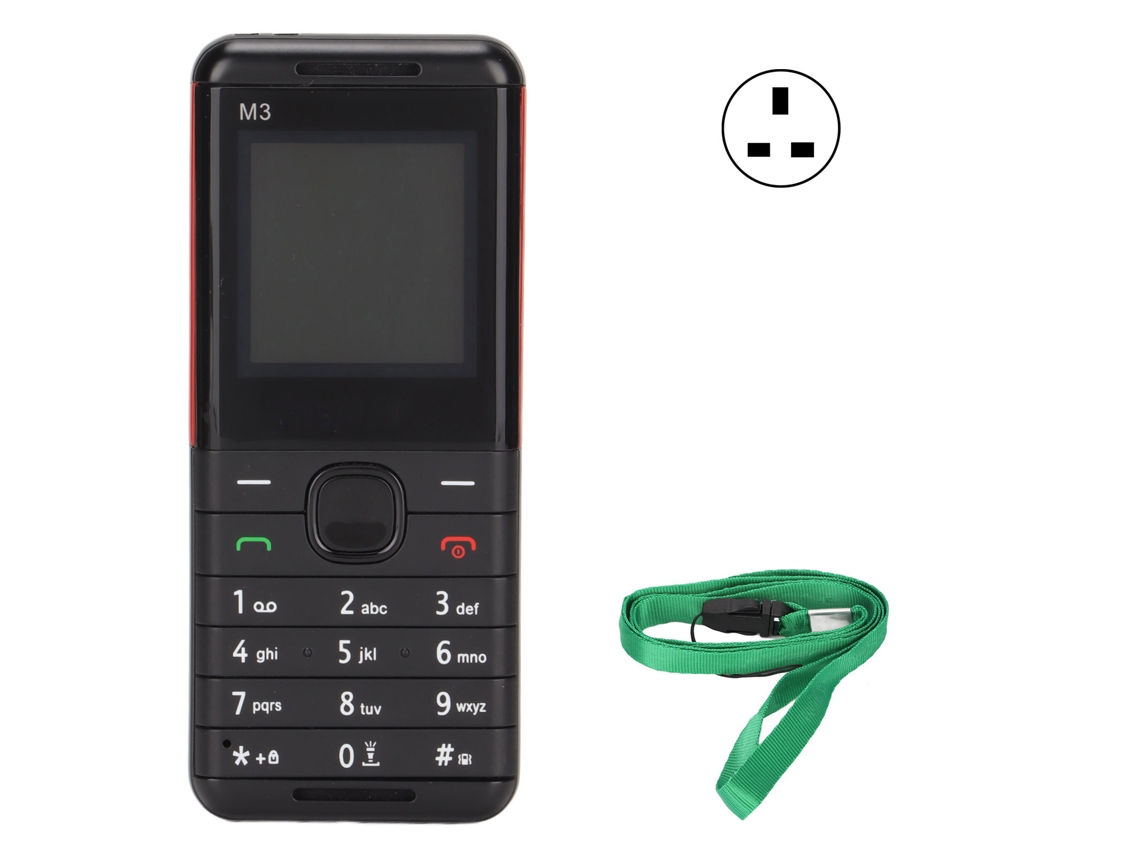 Telefone Celular Para Idosos M3 1.44 Polegadas Botões Grandes 2g Desbloqueado Dual Sim Com Cordão Uk Plug Preto