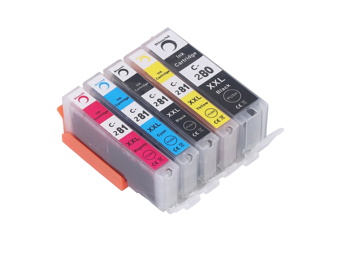 Paquete combinado de cartuchos de tinta 280 y 281 para Pixma TS702 TR7520, 5 núcleos, negro, CMY, alta capacidad.