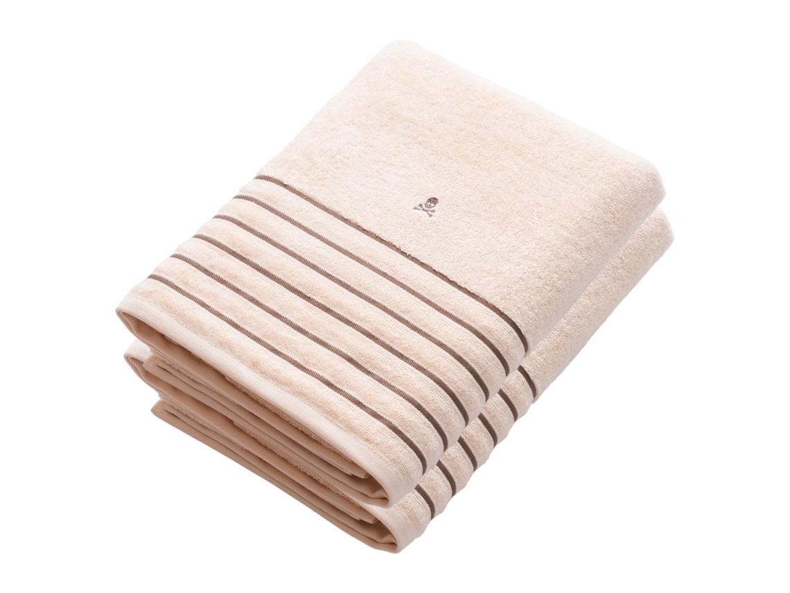 Juego de 2 Toallas de Ducha SCALPERS Home 100% Algodón (90x150cm Beige y Marrón)