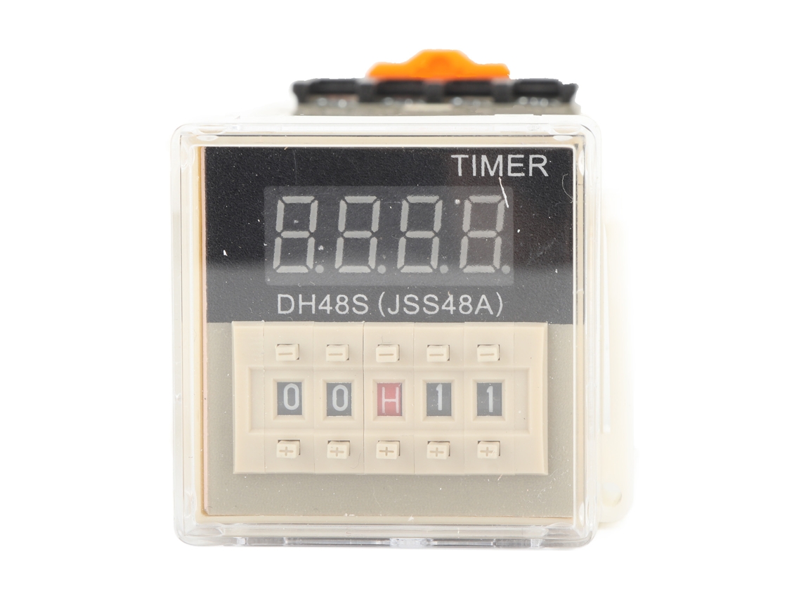 Relé Temporizador Digital Dh48s-2z De 220 V Con Base De Alimentación Y Doble Pantalla.