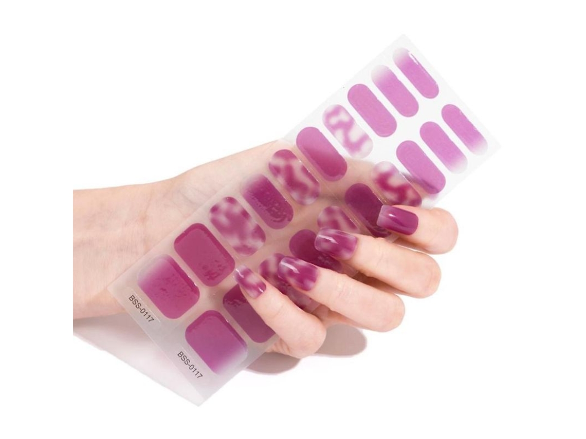 20 Pegatinas De Uñas De Gel Semicuradas Con Lima Y Palitos. Se Requiere Alcohol Y Lámpara Uv/led.