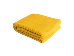 Manta Plaid Amarilla Relieve Con Borlas 130x170cm Tricova