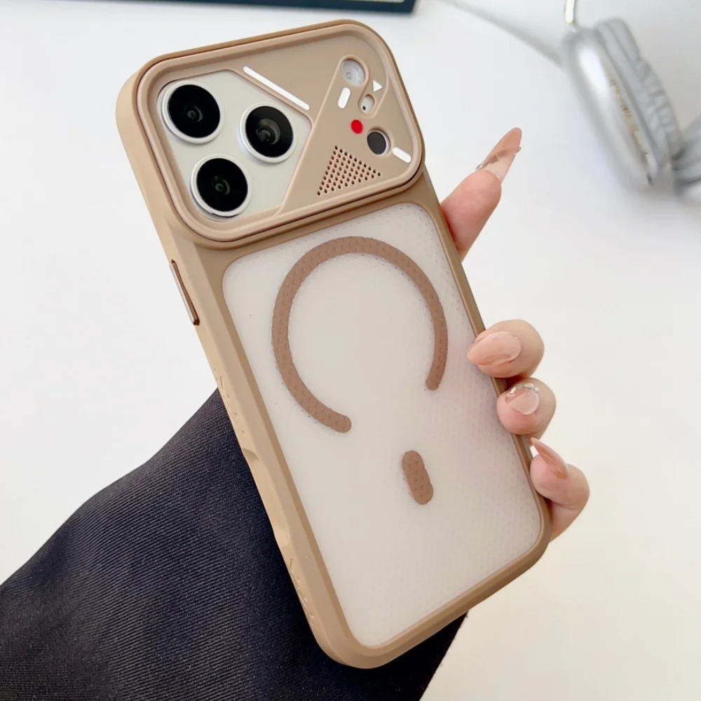 (iphone 17 Pro Marrón) Funda Semitransparente Magsafe Con Protección De Borde Suave De Tpu A Prueba De Golpes.