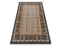 Alfombra Keshan Franjas, Marco Oriental 6428/53551 Beige/Azul Oscuro (160 x 230 cm)