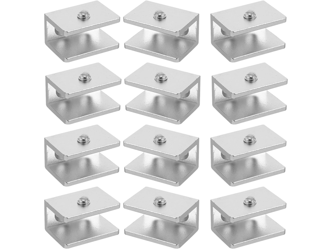 12 Abrazaderas Y Soportes Ajustables De Aleación De Aluminio Plateado Para Vidrio, De 8 A 10 Piezas.
