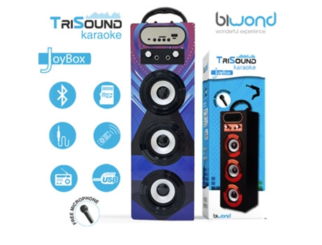 Biwond Altavoz Joybox Trisound Bluetooth Mando Ir Radio Tarjeta Micro Sd Usb Pantalla Led Mic Incluido Negro