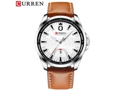 Reloj De Cuarzo Resistente Al Agua (marrón Y Blanco), Correa De Cuero Delgada, Reloj De Moda Para Hombre.