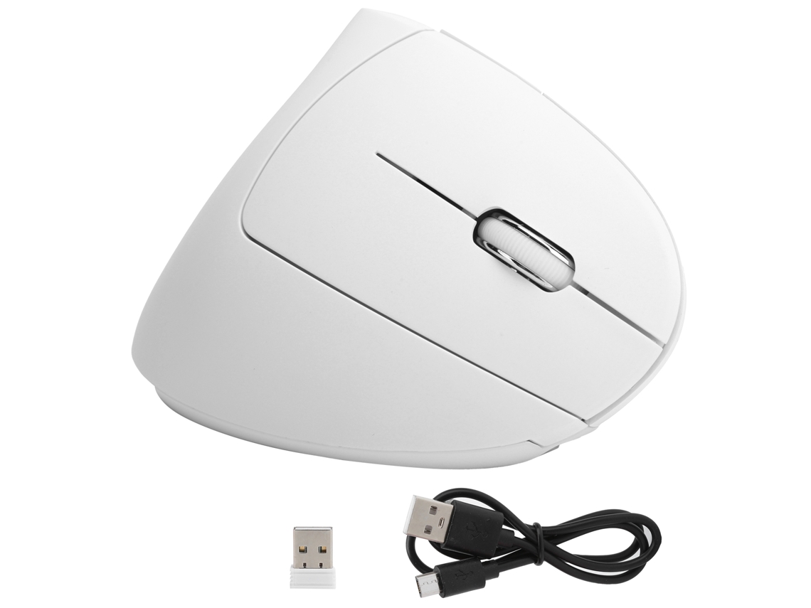 Mouse Vertical Sem Fio 2.4g Usb Recarregável 4 Dpi Rgb Para Escritório E Jogos Branco H1 Acessórios De Computador