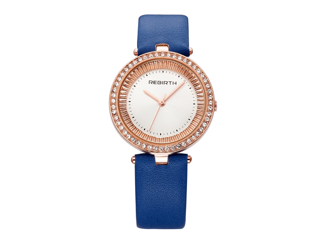 Reloj Unisex Rebirth De Cuarzo Con Cristales De Imitación Y Caja Azul Dorada.