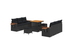 Maison Exclusive - Conjunto de sofás de jardín con cojines, 11 piezas, mimbre negro