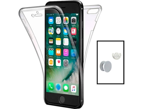 Kit Carcasa + 1 HandHolder + 1 Soporte iPhone SE 2022 G4M Transparente y Blanco