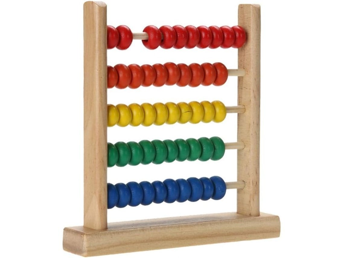 Ábaco de madeira clássico 2026, com contas para aprendizado de matemática e desenvolvimento intelectual infantil.