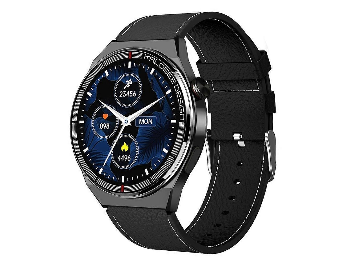 Reloj inteligente resistente al agua IP68 con correa de cuero de 1,3 pulgadas y compatible con llamadas Bluetooth. Ly Ebike