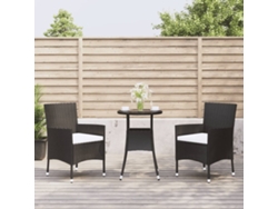 Pcs Conjunto Bistro De Jardin C/ Almofadas Vime Pe Preto Dkd Home Decor
