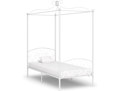 vidaXL Estructura de cama con dosel de metal blanco 100x200 cm