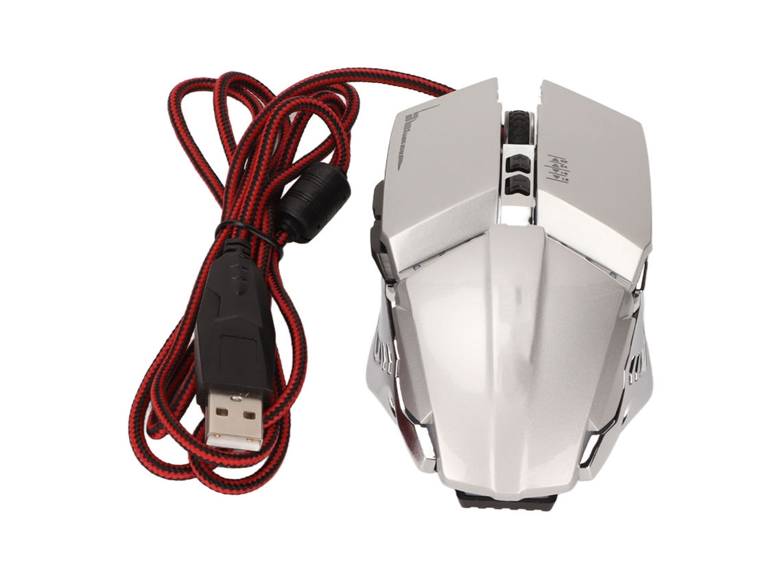 Ratón ergonómico para juegos con 4 niveles de DPI ajustables, iluminación RGB y diseño transpirable para PC/portátil - Plateado