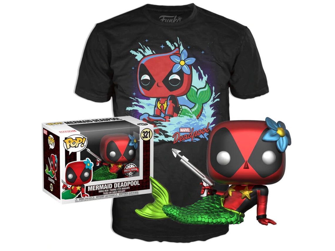 Set de figuras Pop Tee B.active exclusivas de Deadpool Mermaid de Marvel