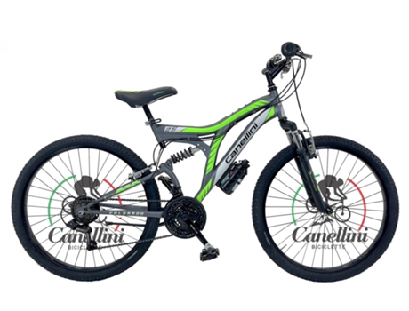 Bicicleta infantil suspensión total COLORADO 26 - 18 velocidades (Titanio/verde) BICICLETTE CANELLINI