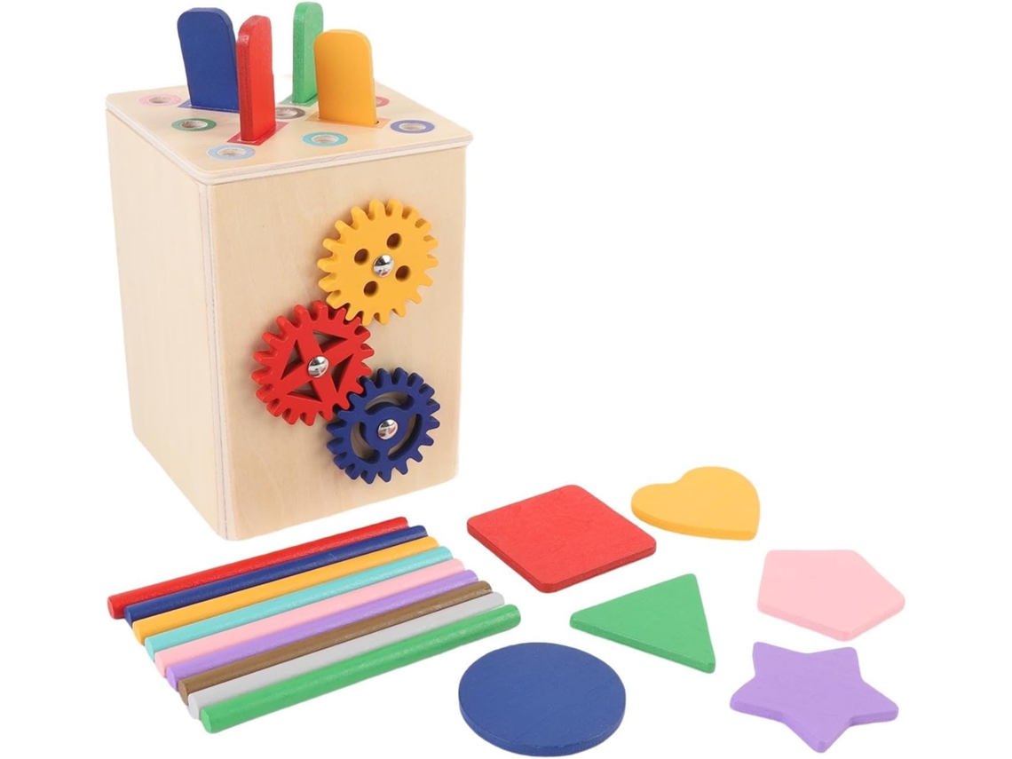 Cubo De Madeira, Brinquedo Interativo Para Aprendizado De Cores E Formas.