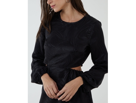 Vestido de Mujer BLUE VANILLA Crew Neck Cut Out Poliéster Negro (10)