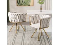 Par De Sillones Giratorios De Lujo En Terciopelo Beige Y Dorado.