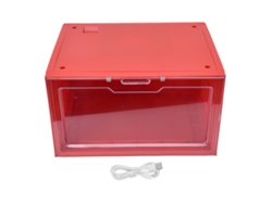 MEOIRUERY Caja para Zapatillas LED con Control de Voz Puerta Transparente Apilable Expositor de Zapatos para Hogar Centro Comercial