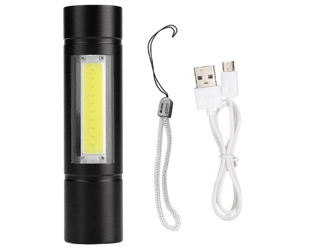 Linterna LED portátil con carga USB Xprcob, linterna de emergencia para acampar al aire libre, color negro Yunzii