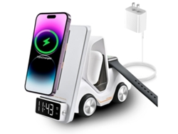Estación De Carga Inalámbrica 5 En 1 Para Iphone 14/13/12, Airpods Pro/3/2 Y Apple Watch/iwatch Con Soporte De Luz Y Despertador (blanco)