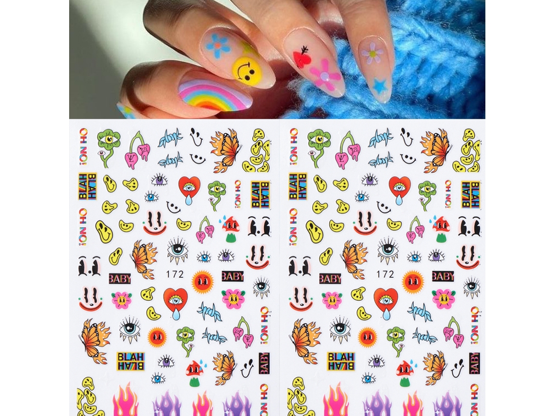 Kit de 2 pegatinas 3D para uñas con diseño de mal de ojo, decoración de uñas para verano.
