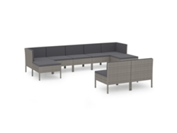 Maison Exclusive - Set De Muebles De Jardín 9 Pzas Y Cojines Ratán Sintético Gris