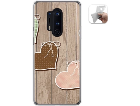 Carcasa OnePlus 8 Pro TUMUNDOSMARTPHONE Corazones Madera Multicolor