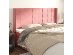 Cabecero Con Orejas De Terciopelo Rosa 183x16x118/128 Cm