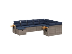 Maison Exclusive - Set De Sofás De Jardín 10 Pzas Con Cojines Ratán Sintético Gris