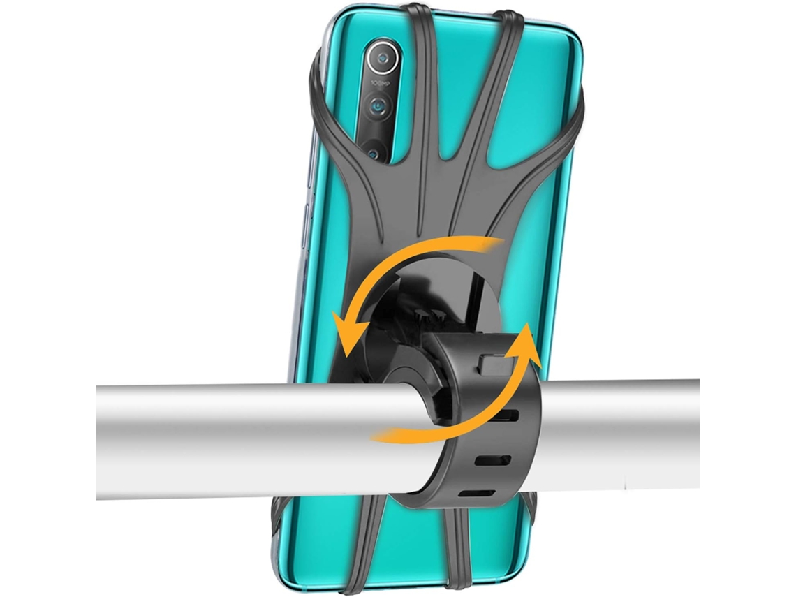 Suporte universal de telefone para bicicleta, rotação de 360 ​​graus, antivibração, ajustável, silicone, suporte para motocicleta (preto), 1 peça