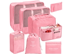 Conjunto De Bolsas Organizadoras Para Malas, Pacote Com 8 Chrui (rosa)
