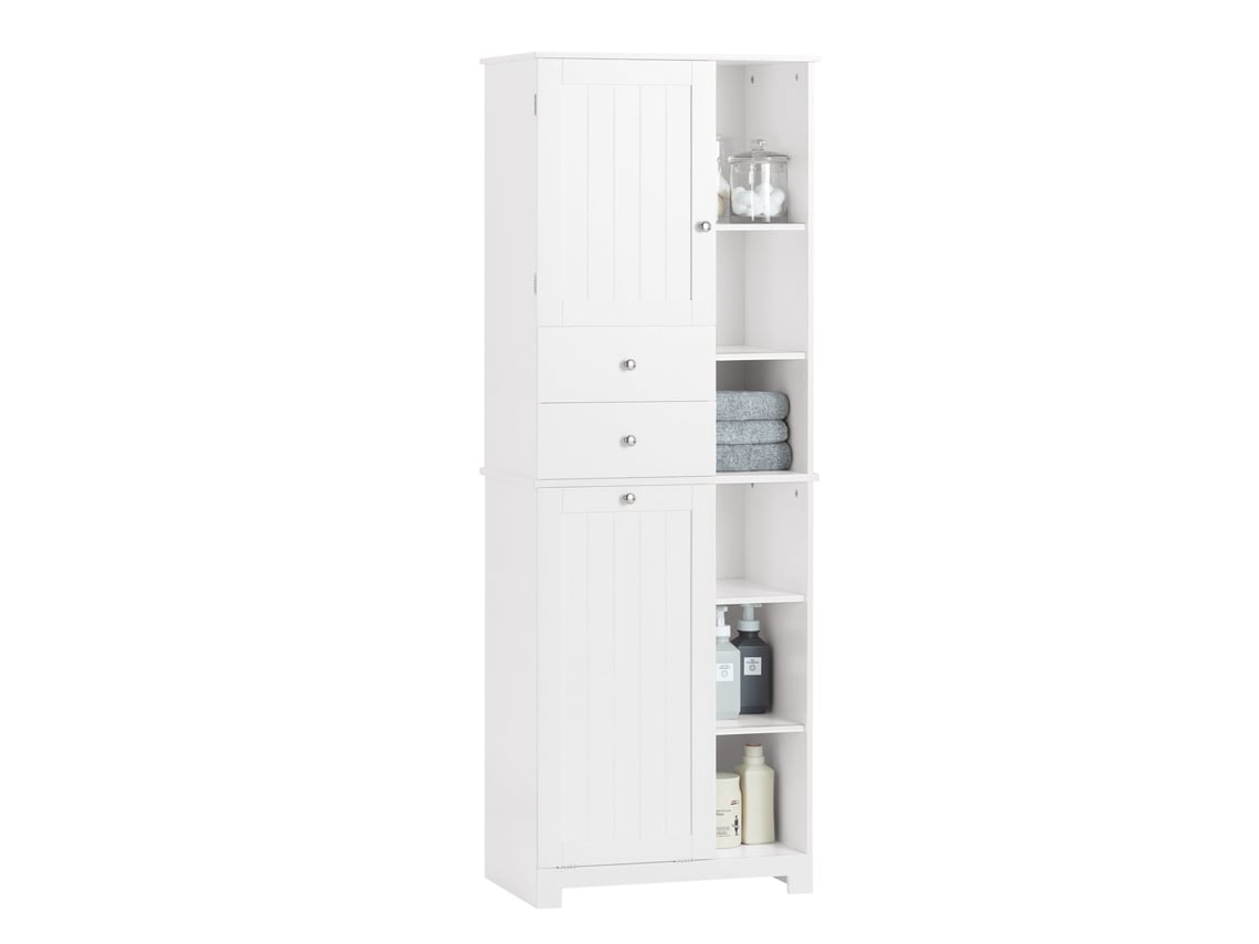 Armario Alto De Baño Con Cesto Para Ropa Sucia Bzr104-W SOBUY
