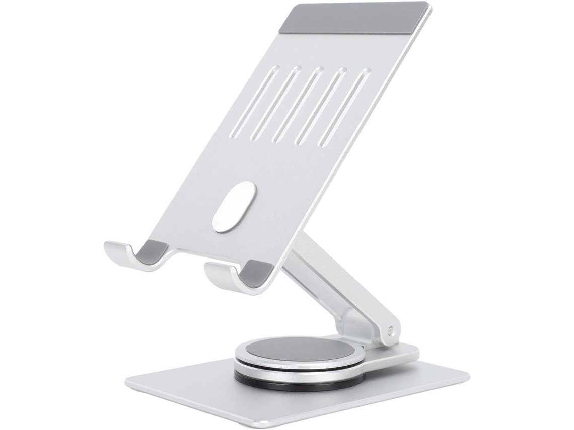 Soporte Plegable Para Teléfono Con Rotación De 360 Grados, De Aleación De Aluminio Plateado.