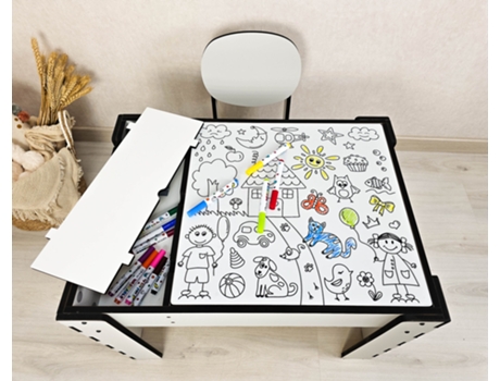 Mesa con silla para niños, caja de arena iluminada Gris DANNYFUNNY