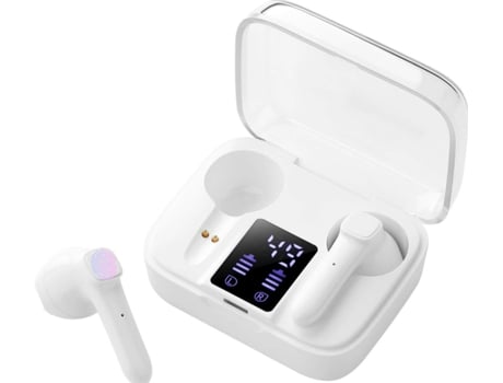 Auricular Bluetooth 5.0, auriculares inalámbricos con reproducción estéreo HD, auriculares inalámbricos con micrófono (blanco) BISBISOUS