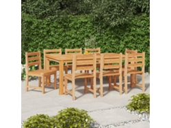 Conjunto de sillas de jardín de 8 piezas DKD Home Decor en madera maciza de teca
