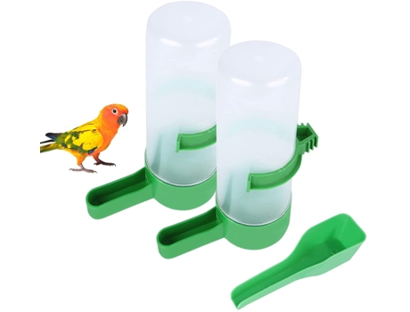 ELKUAIE Paquete de 2 comederos automáticos para pájaros, bebederos para pájaros, loros, periquitos, 60ml