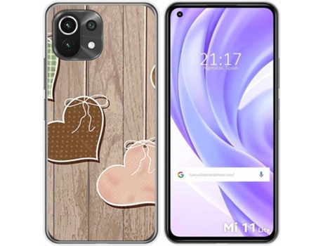Carcasa Xiaomi Mi 11 Lite 4G / 5G / 5G NE TUMUNDOSMARTPHONE Corazones Madera Multicolor