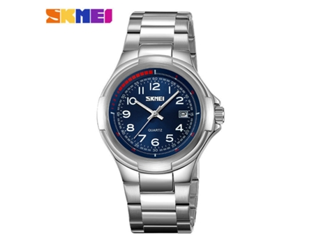 Relojes de pulsera con reloj impermeable de acero inoxidable para hombres con fecha automática y carcasa plateada - esfera azul LUUCOZK