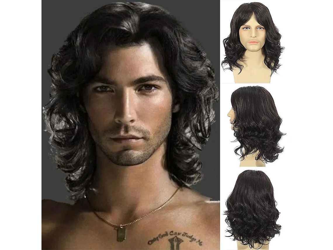Peluca retro para cosplay, peluca retro de rock para hombre, peluca de estrella de fútbol TAISHENGDA