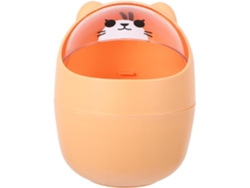 Mini Papelera Descritorio De Plásticon Tapabatible, Diseño De Gato De Dibujos Animados
